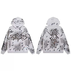 Hellstar Light‑Tone Splatter Graffiti Art Pullover Hoodie