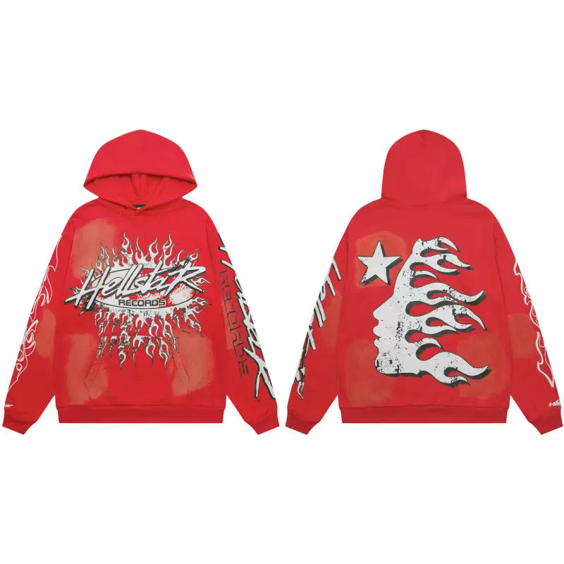 Hellstar Red Faded Flame Portrait Hoodie