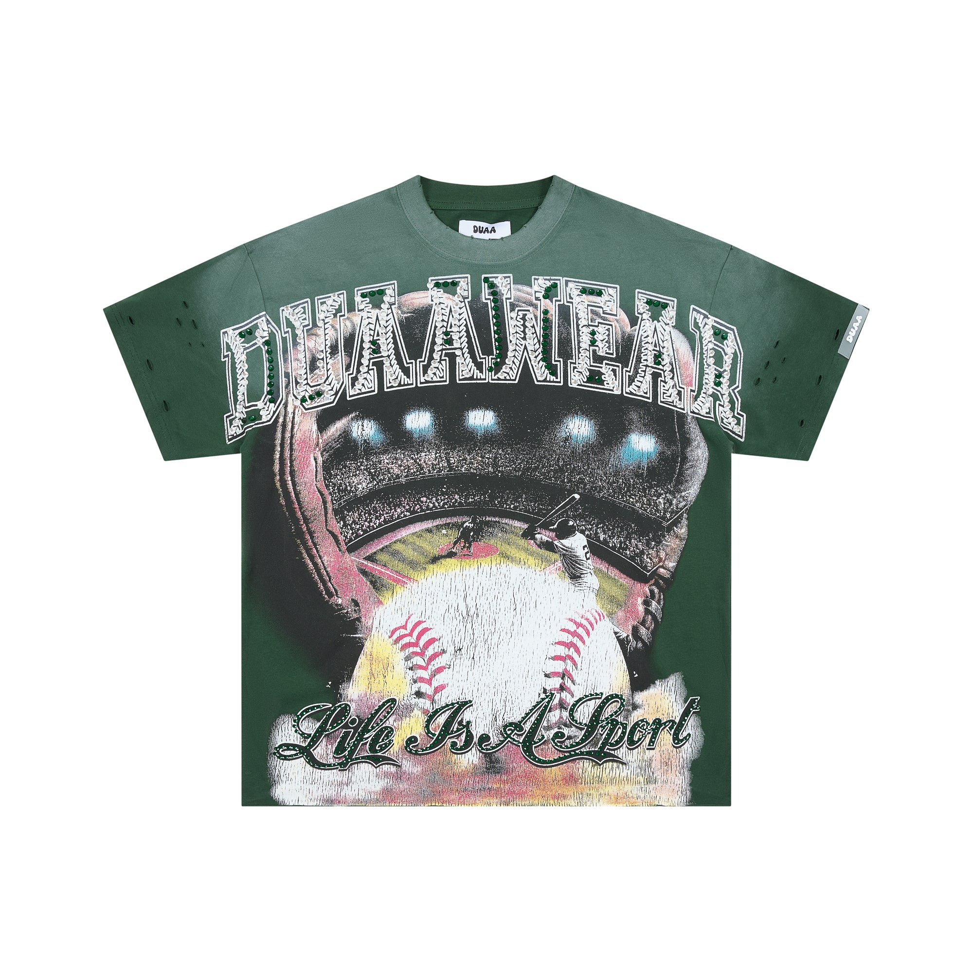 DUAA Life Is A Sport Stadium Baseball Distressed Vintage Graphic Tee
